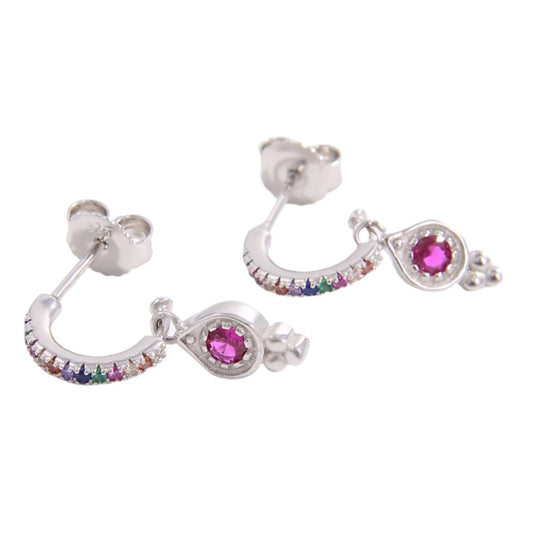 925 Sterling Silver Inlaid CZ Earrings