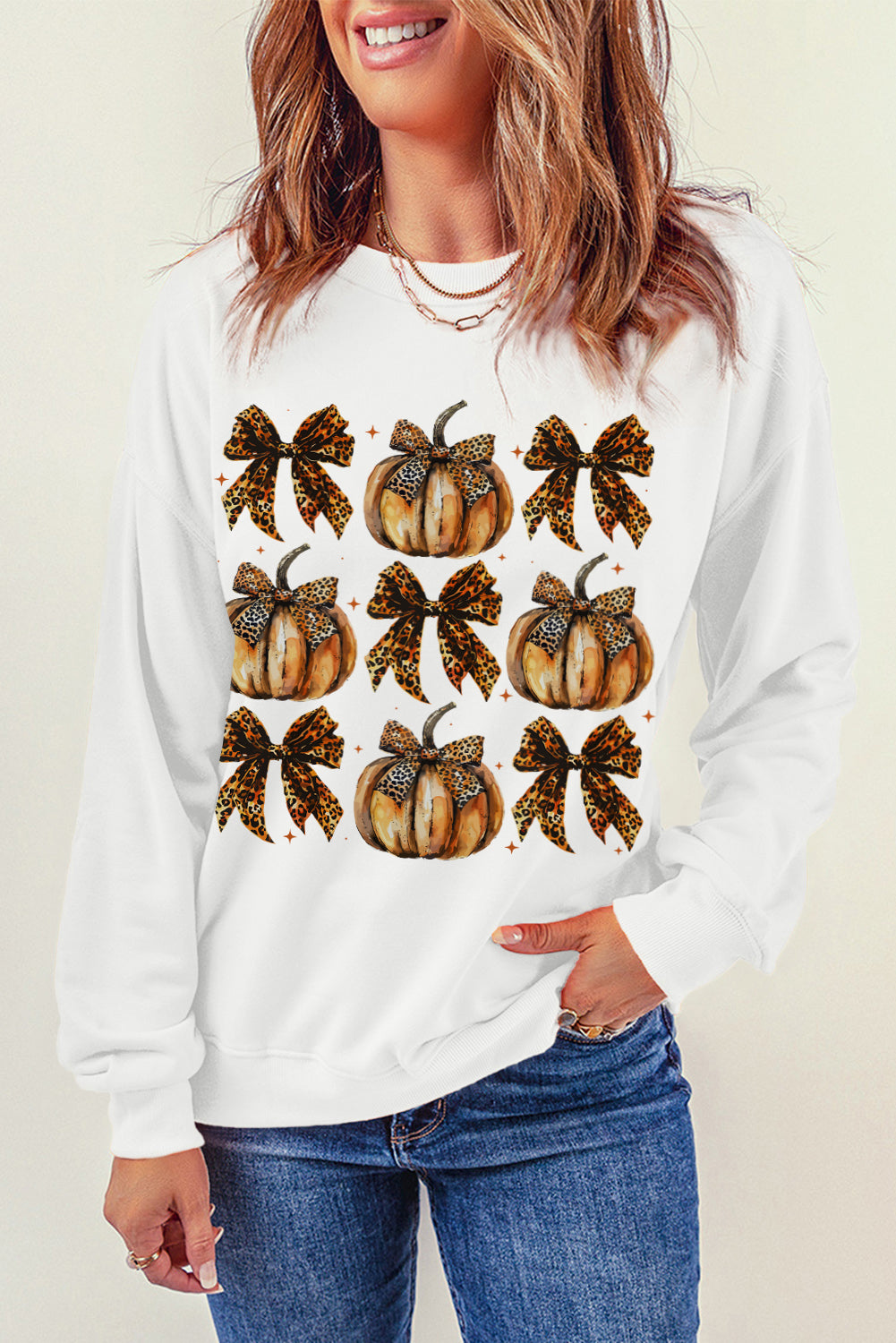 Pumpkin & Bow Graphic Sweatshirt