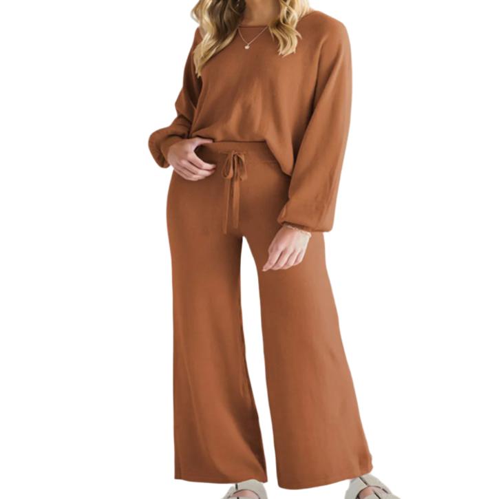 Long Sleeve Lounge Top & Drawstring Pants Set