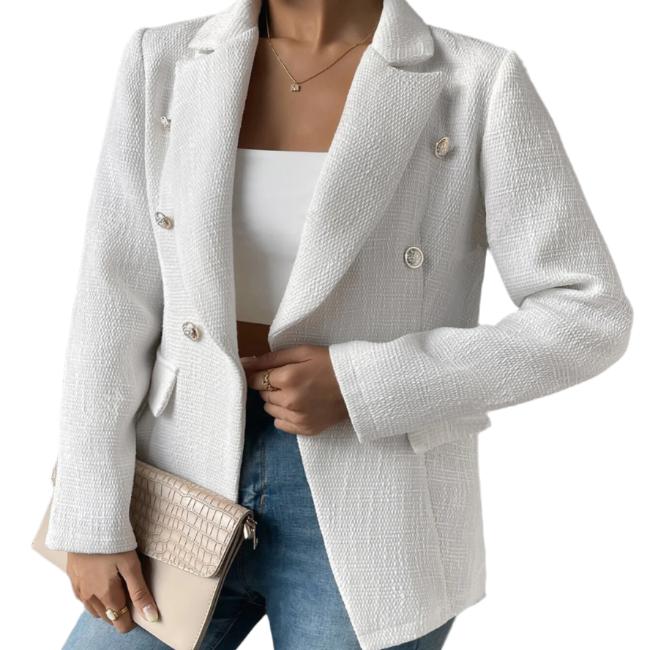 Lapel Collar Long Sleeve Blazer with Pockets