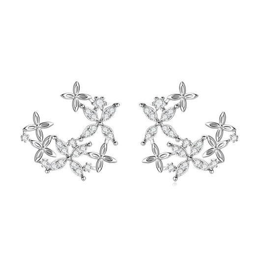 925 Sterling Silver Moissanite Lucky Clover Earrings