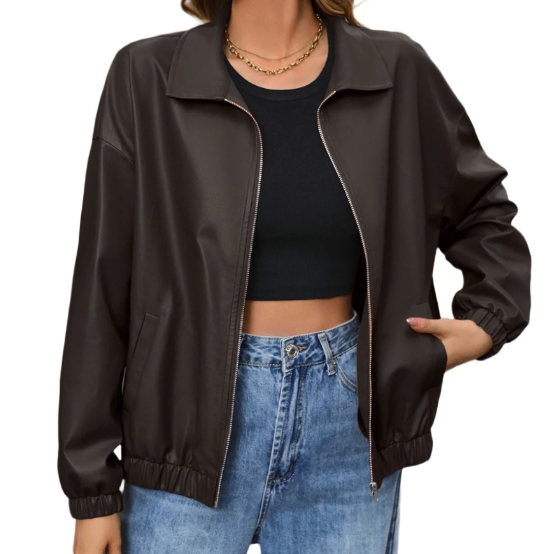 Zip Up Dropped Shoulder Jacket