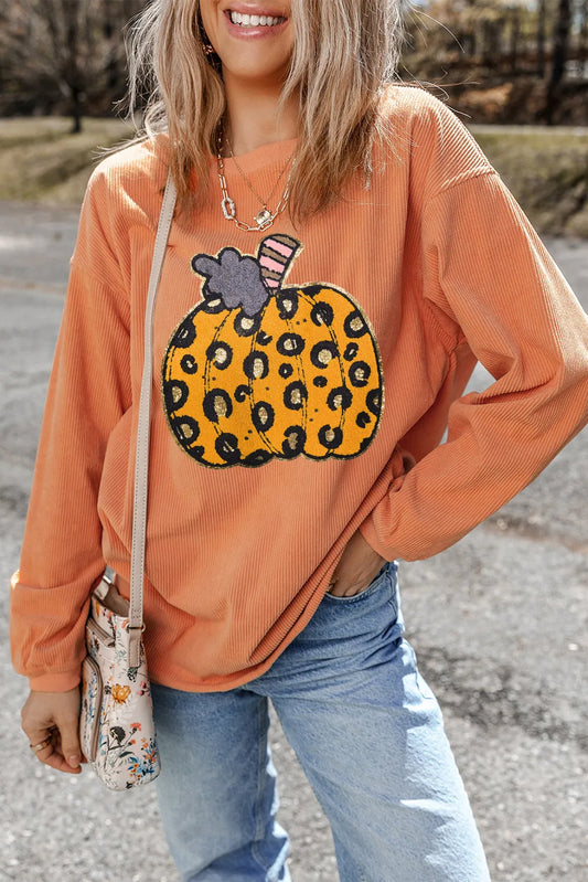 Pumpkin Round Neck Sweatshirt