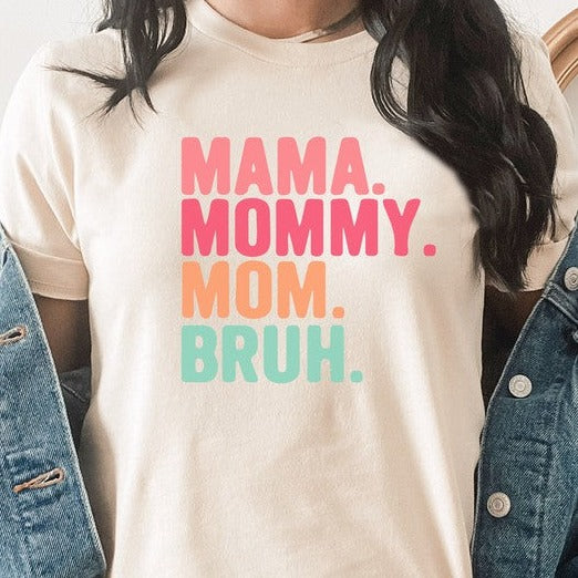 Plus Mama Mommy Mom Bruh Pastel Graphic Tee - Plus