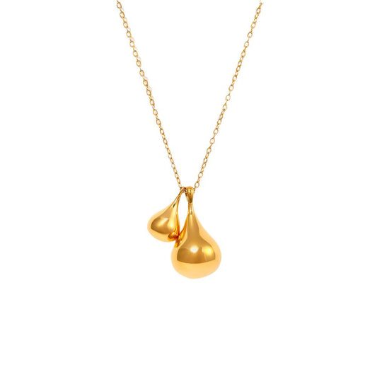 Gold or Silver Steel Water Drop Shaped Charm Necklace