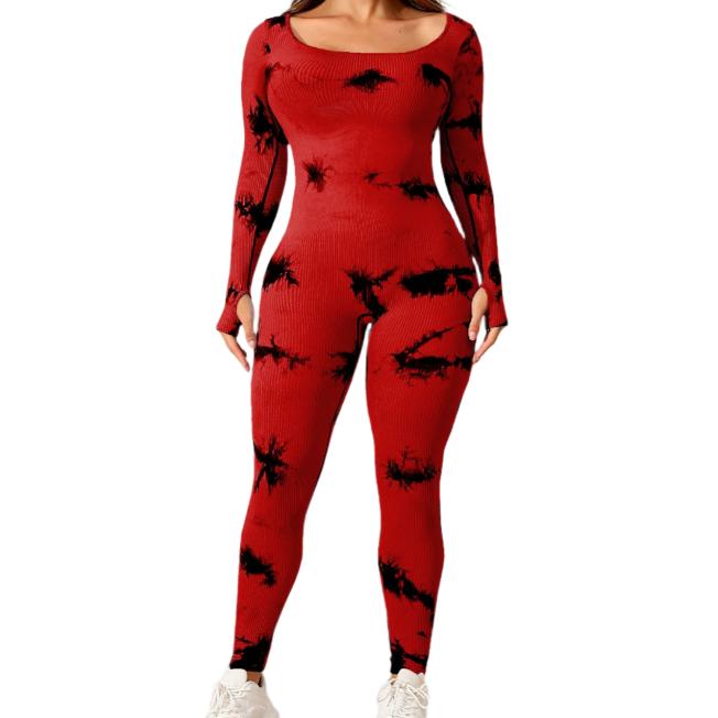 Scoop Neck Long Sleeve Active Jumpsuit