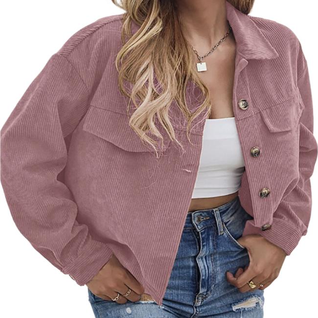 Button Up Dropped Shoulder Jacket