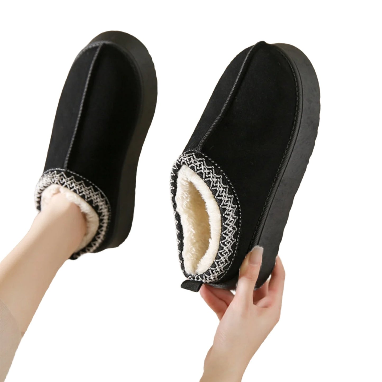 Faux Fur Center-Seam Slippers