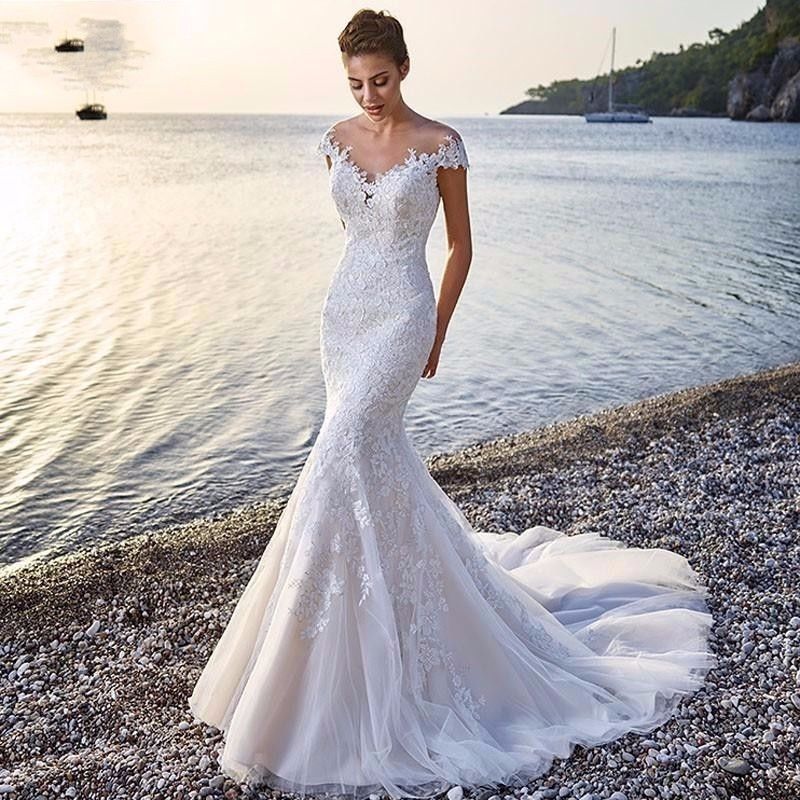 White Lace Mermaid Wedding Gown