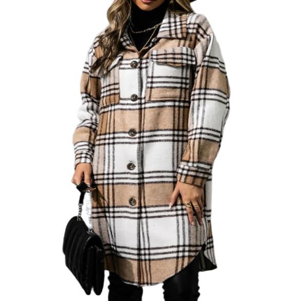 Plaid Collared Neck Coat