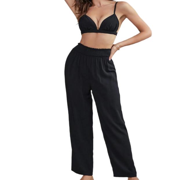 Short Sleeve Shirt, Bralette, & Pants Pajama Set