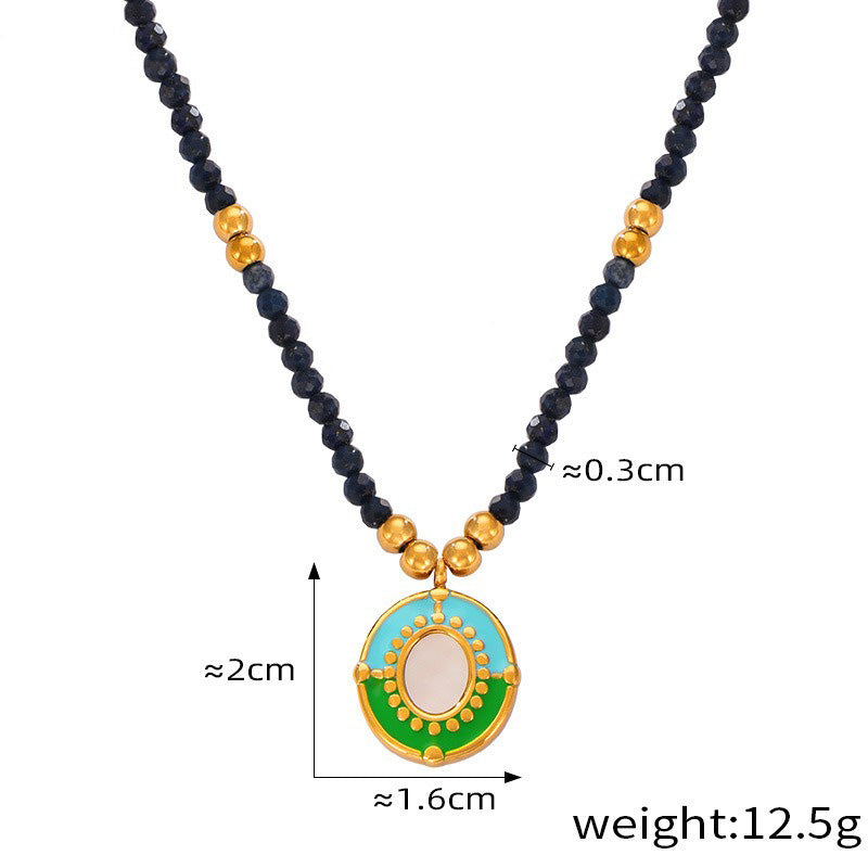 Gold Gemstone Beaded Charm Necklaces