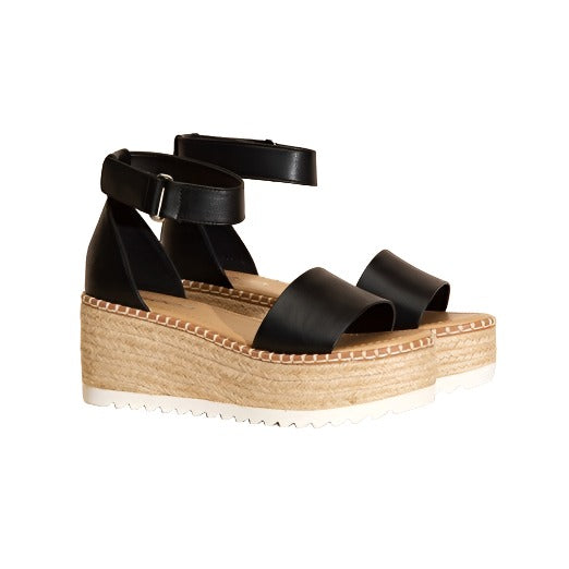 Vegan Leather Wedge Sandals