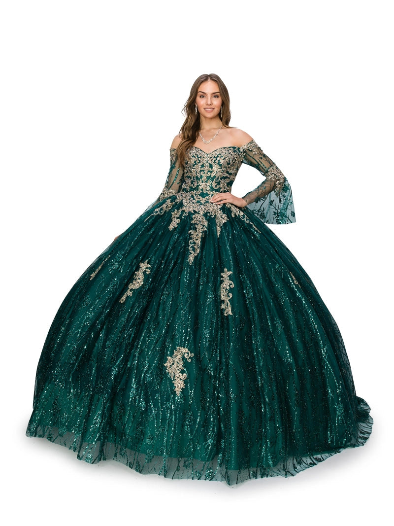 Off Shoulder Bell Sleeve Quinceanera Ball Gown