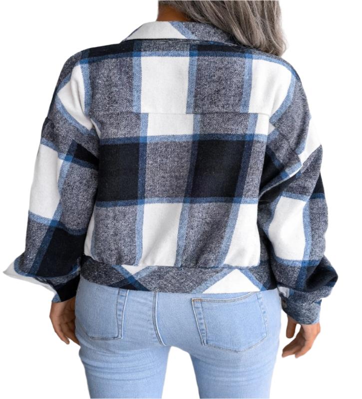 Plaid Collared Neck Jacket