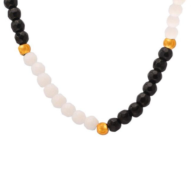 Gemstone Beaded Necklace with Gold Accents