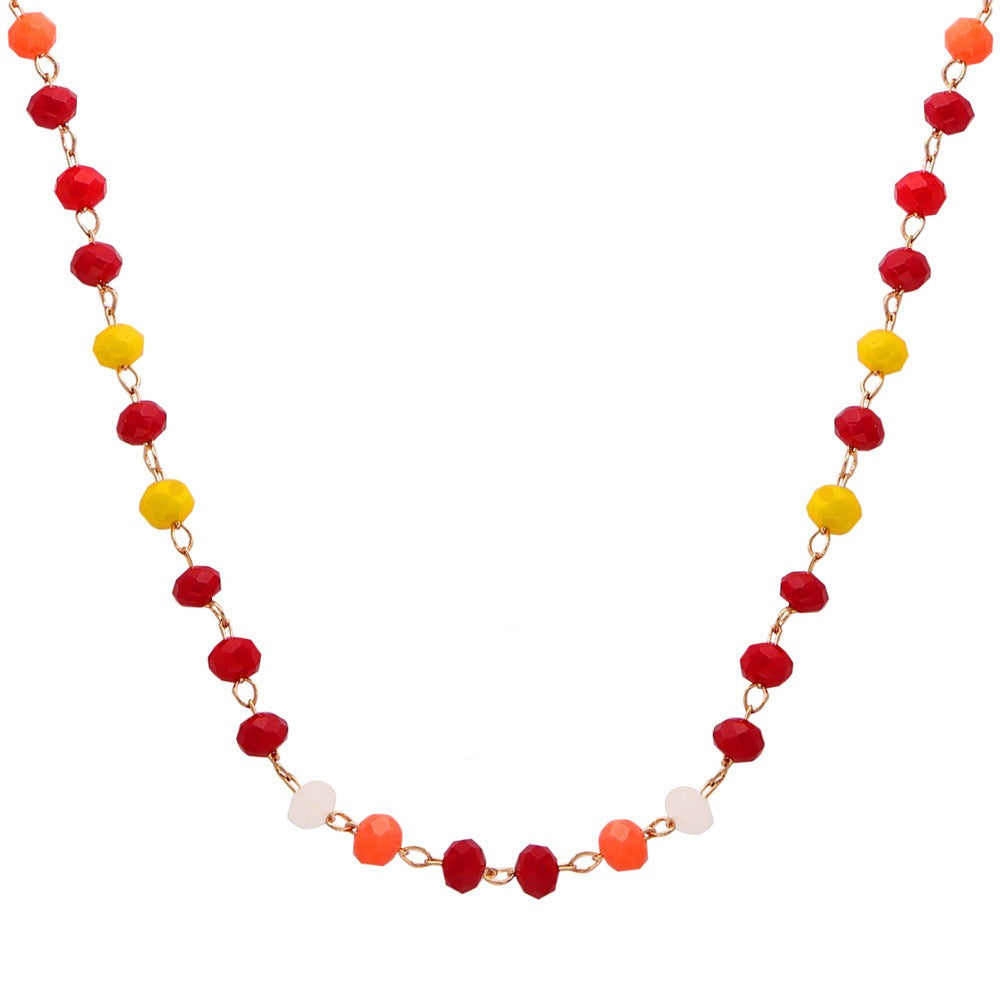 Gemstone Beaded Necklace with Gold Accents