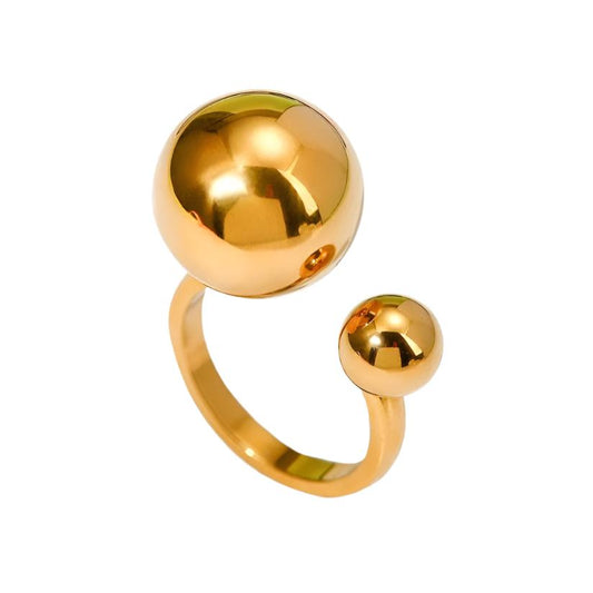 Gold Steel Sphere Ring