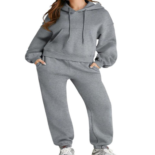 Dropped Shoulder Hooded Top & Pants Active Set