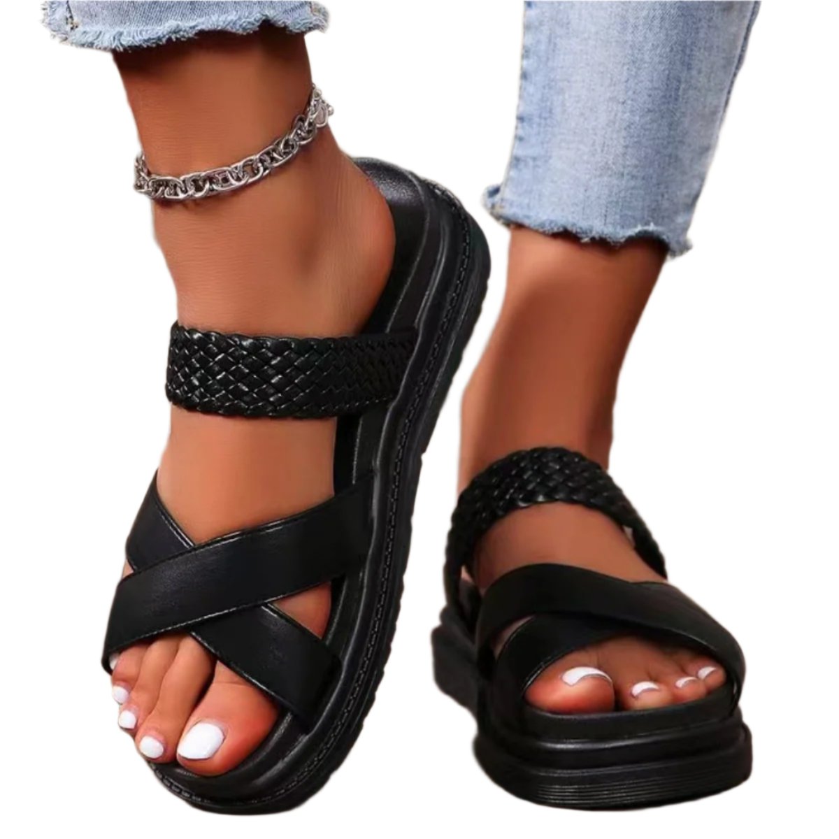 Crisscross Open Toe Platform Sandals