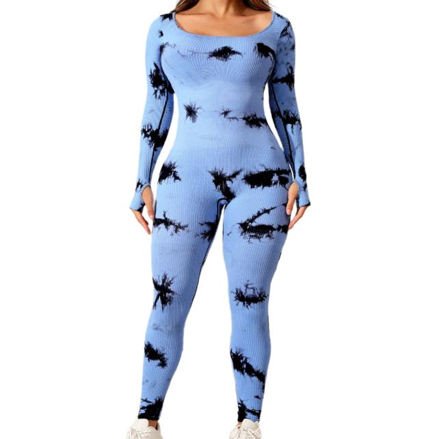 Scoop Neck Long Sleeve Active Jumpsuit