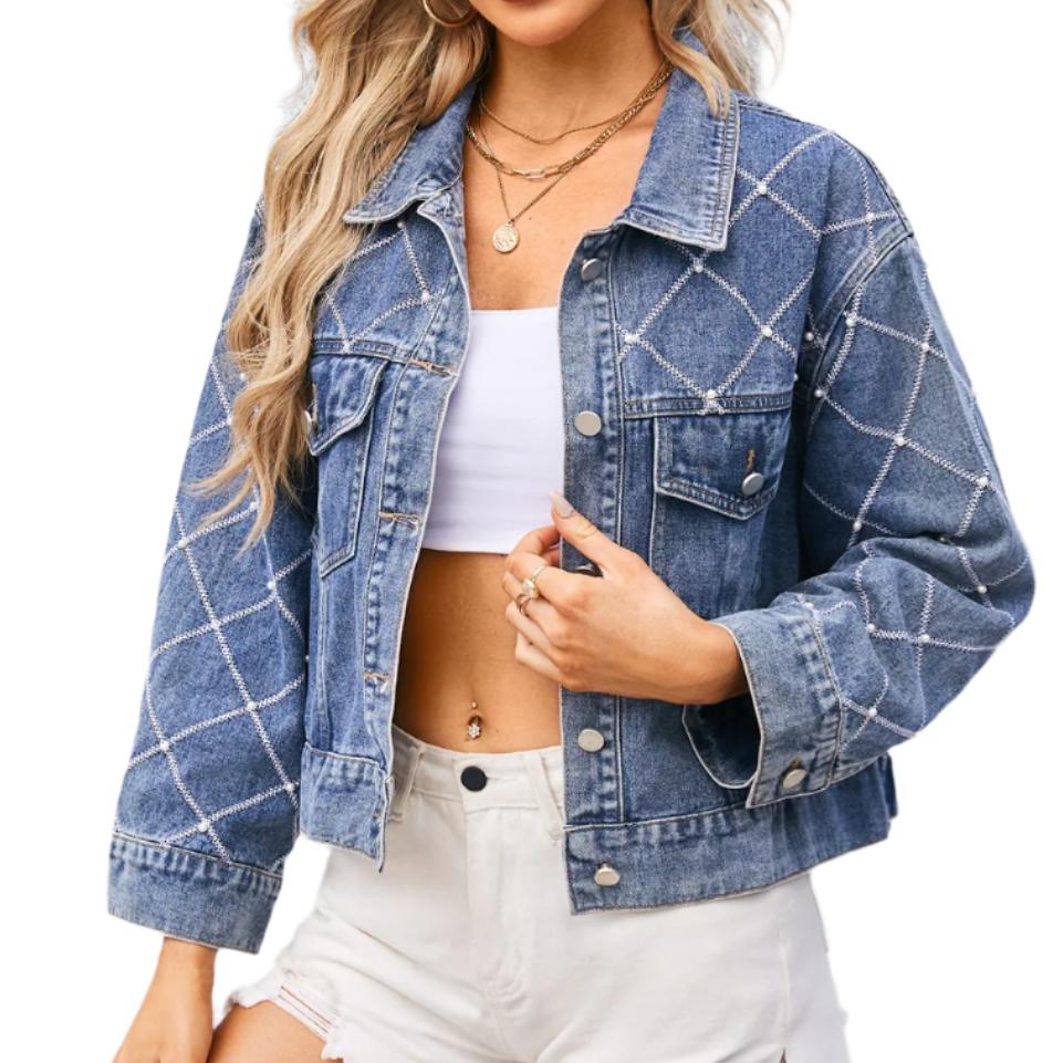 Pearl Trim Denim Jacket