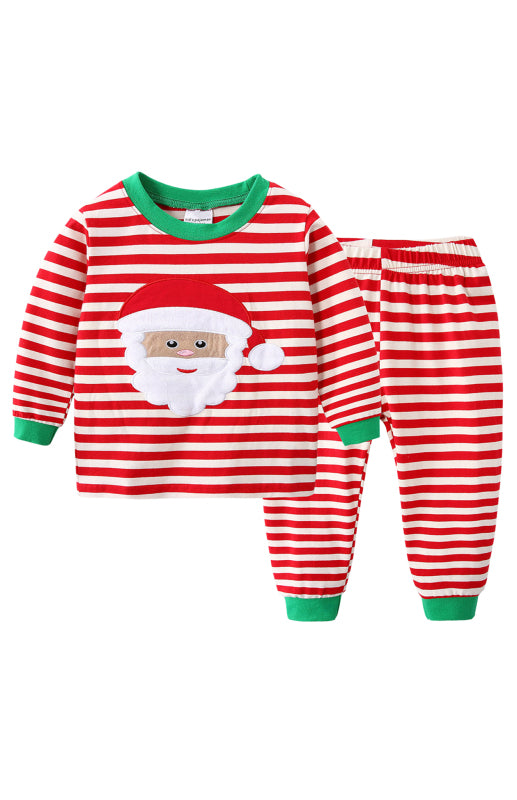 Festive Striped Knit Santa Baby Pajama Set