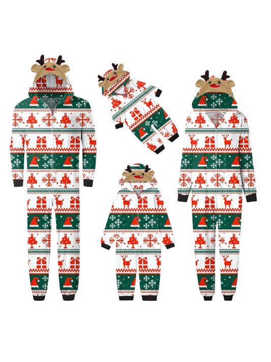 Parent-Child Christmas Hooded Onesie