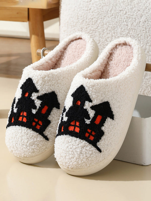 Halloween Pattern Home Plush Slippers