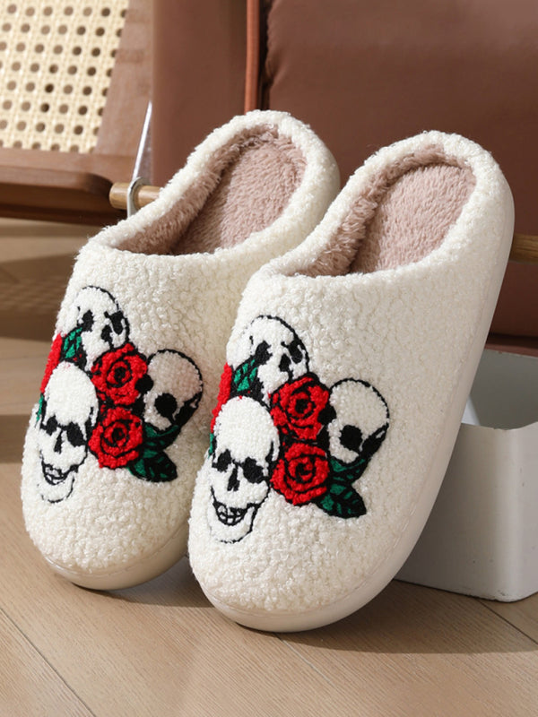 Halloween Pattern Home Plush Slippers