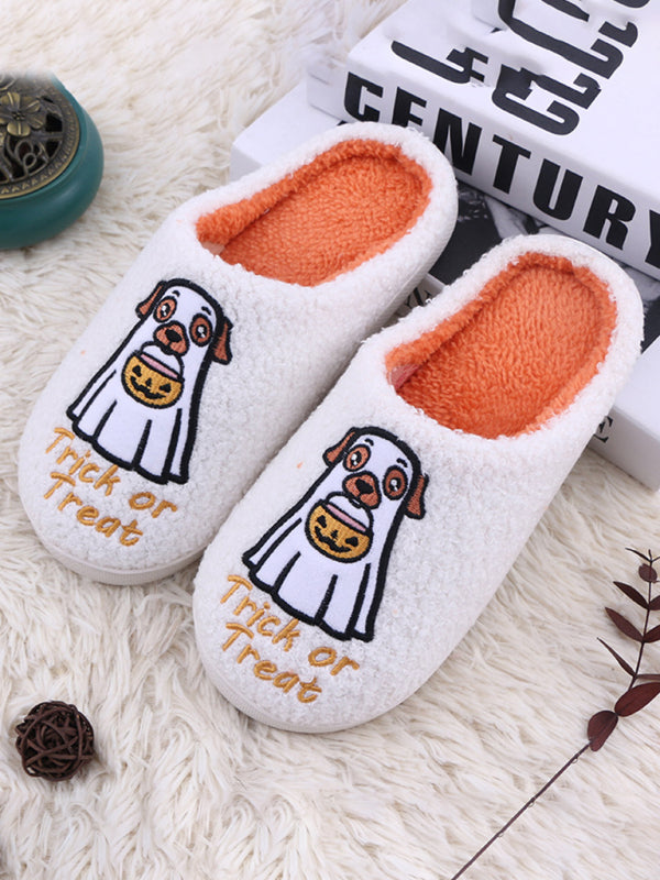 Halloween Ghost Dog Plush Indoor Slippers