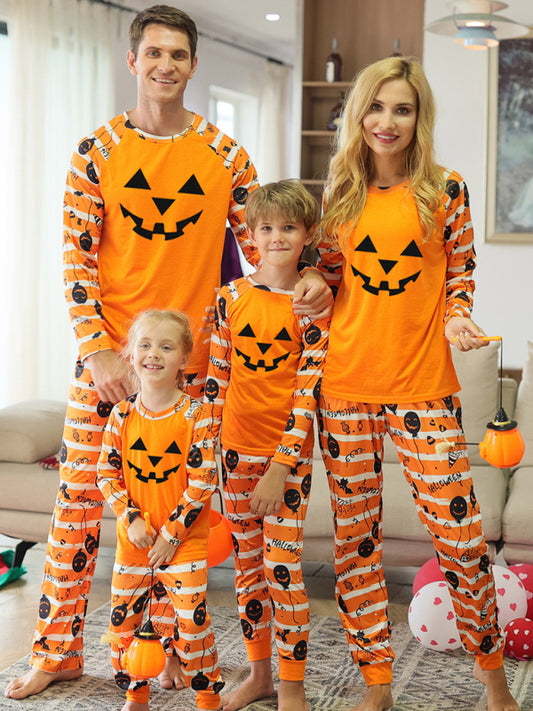 Family Halloween Pumpkin Print Pajama Set