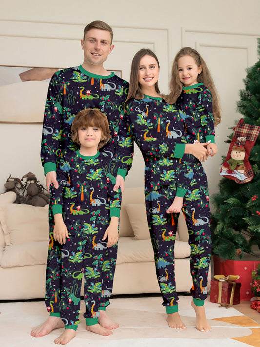 Christmas Dinosaur Parent-Child Pajama Set