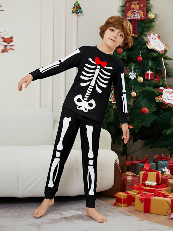 Halloween Parent-Child Skeleton Bones Pajama Set