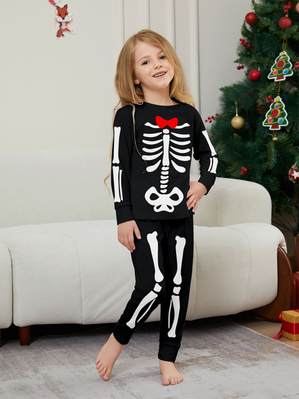 Halloween Parent-Child Skeleton Bones Pajama Set