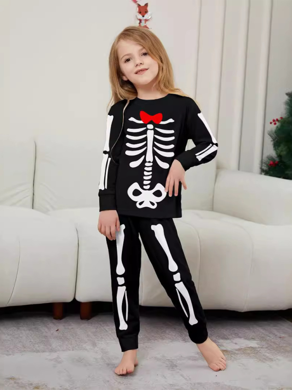 Halloween Parent-Child Skeleton Bones Pajama Set