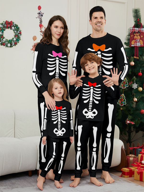 Halloween Parent-Child Skeleton Bones Pajama Set