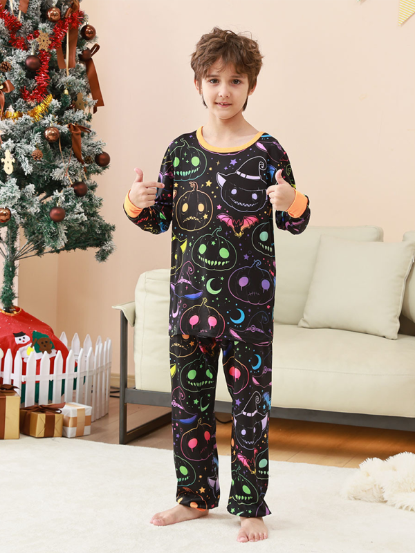 Halloween Pumpkin Print Parent-Child Pajama Set