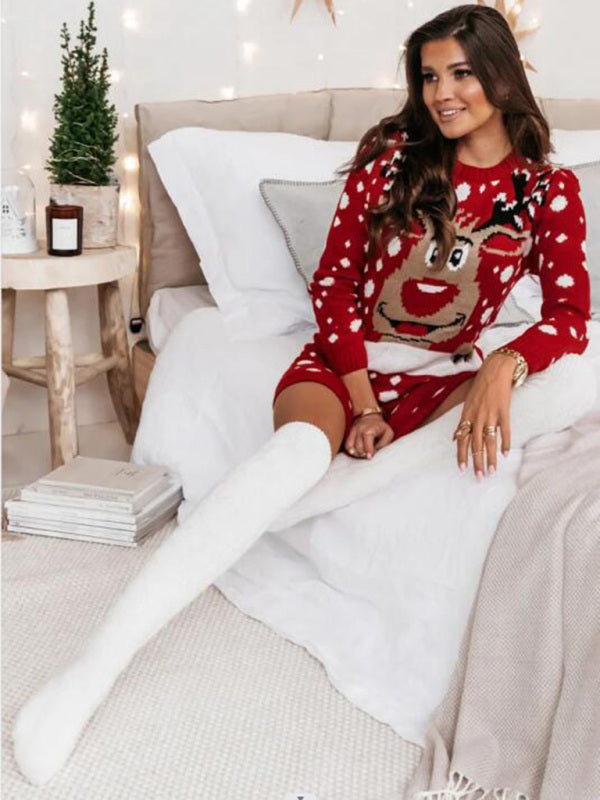 Reindeer Christmas Knit Sweater Dress