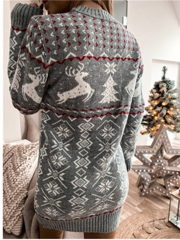 Reindeer & Christmas Tree Knit Dress