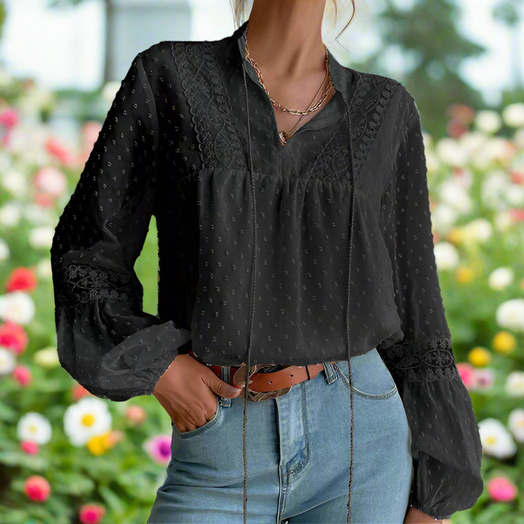 Polka Dot Chiffon Lace Loose Top