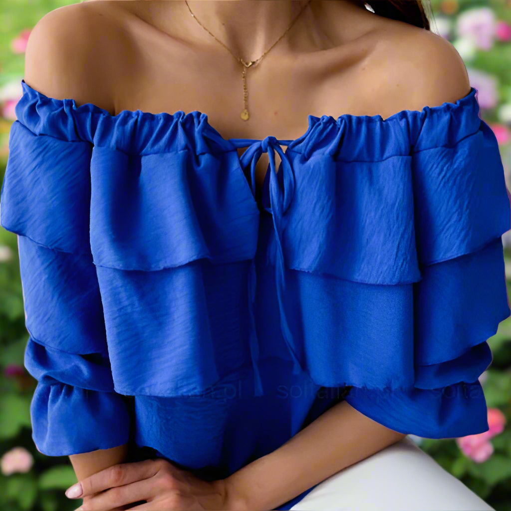 Ruffle Off The Shoulder Long Sleeve Top