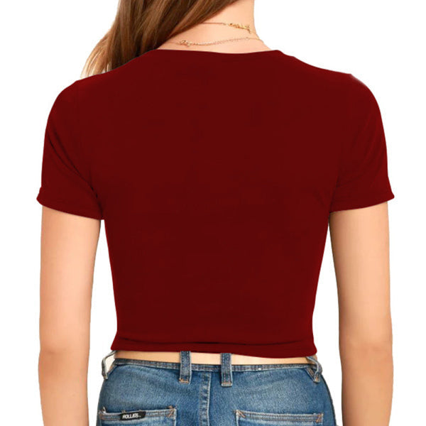 Front Knot Short Sleeve Crop Top