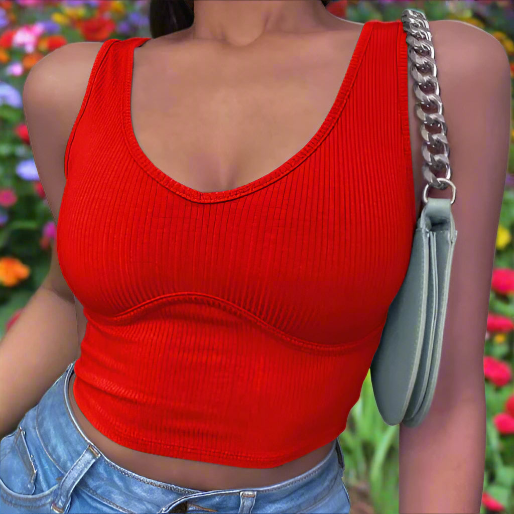 Knit V-Neck Crop Top