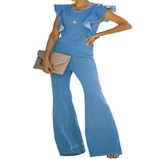 Denim Flared Leg Jumpsuit