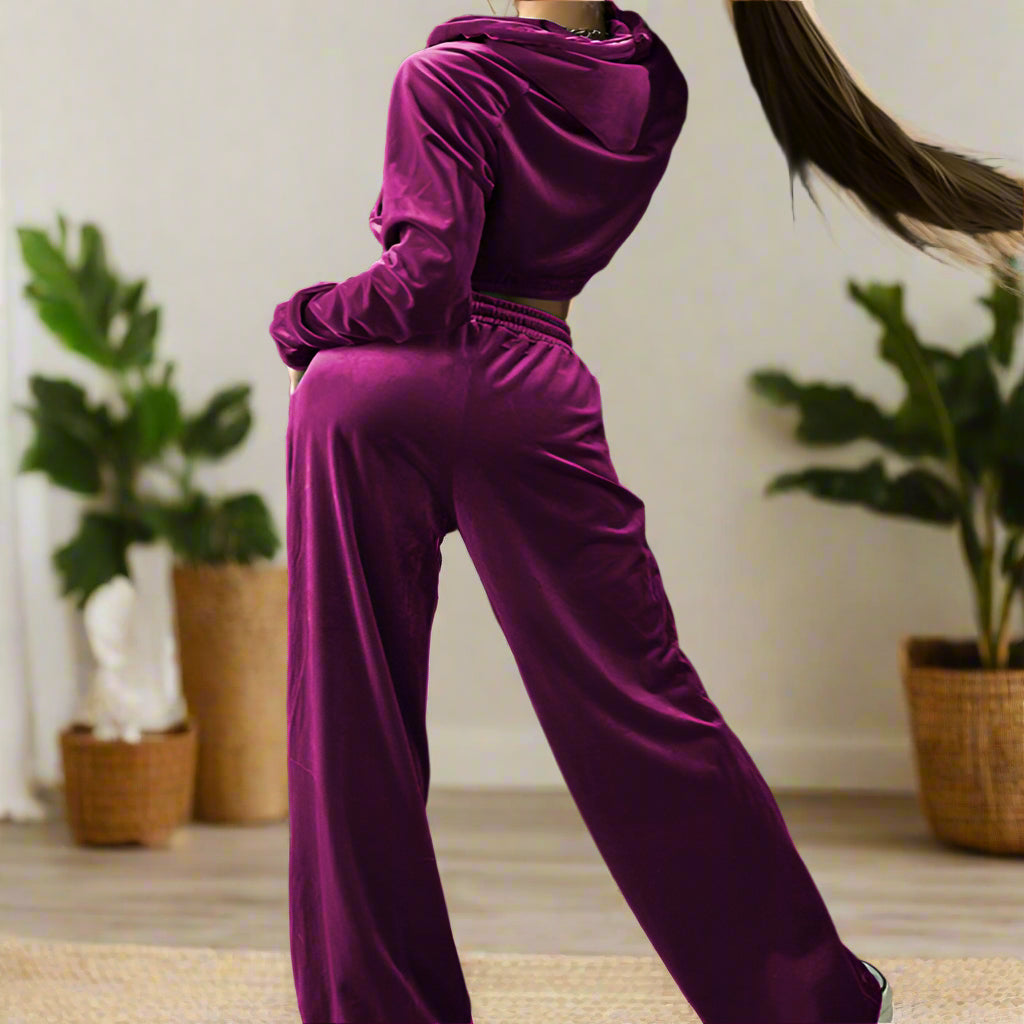 Velour Zip-Up & Pant Set