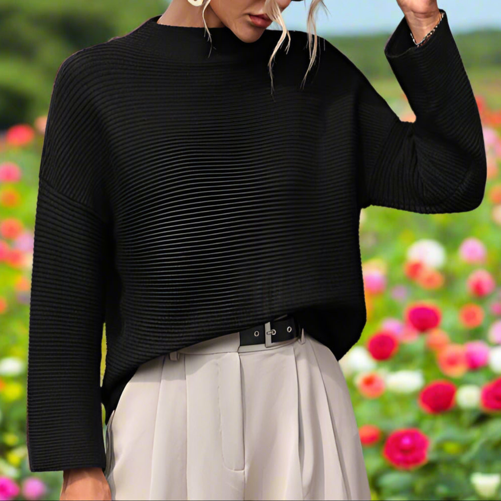 Round Neck Cropped Sleeve Knit Sweater