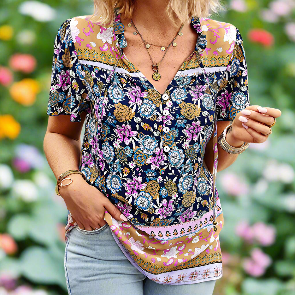 Boho Floral Print Shirt