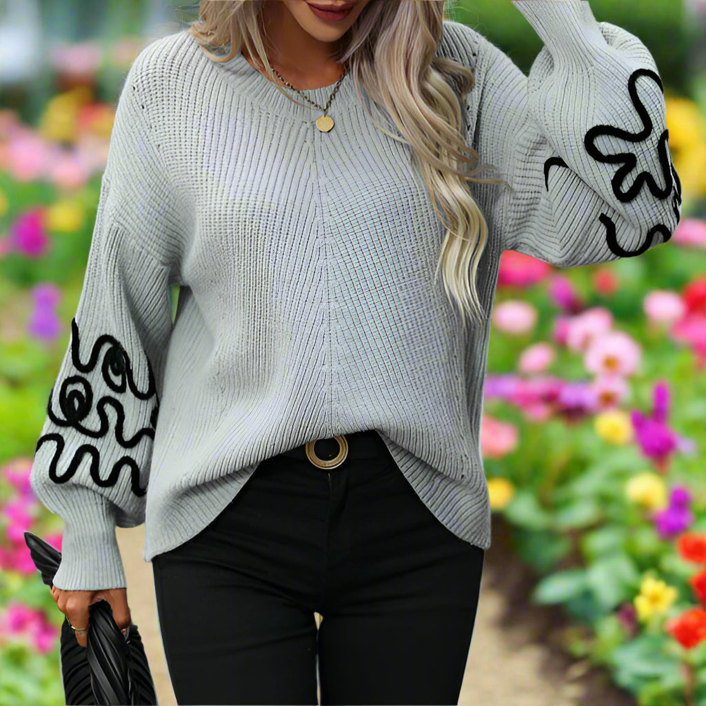 Swirl Pattern Knit Sweater