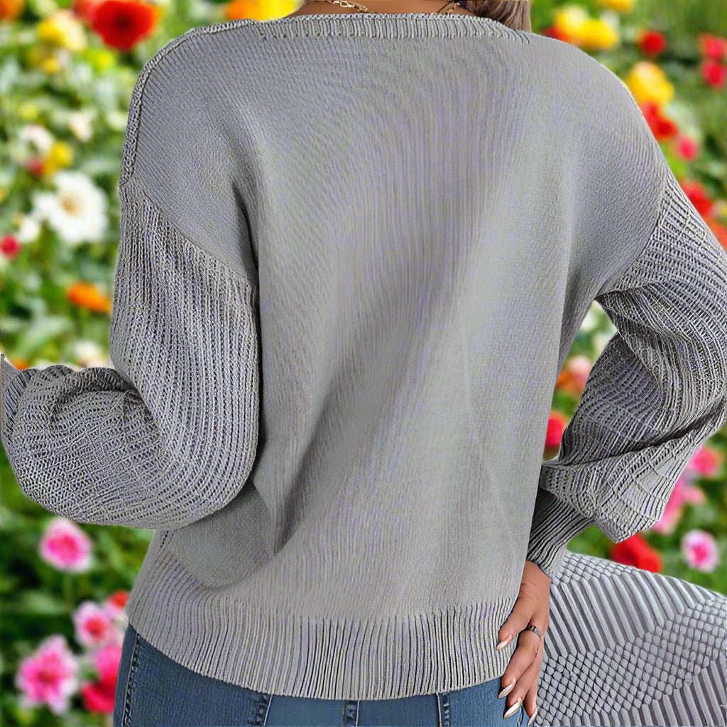 Square Neck Long Sleeve Knit Sweater